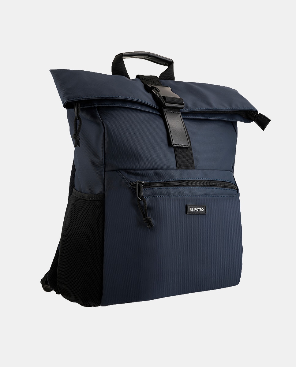 Mochila com Aba e Fecho de Correr Azul-2