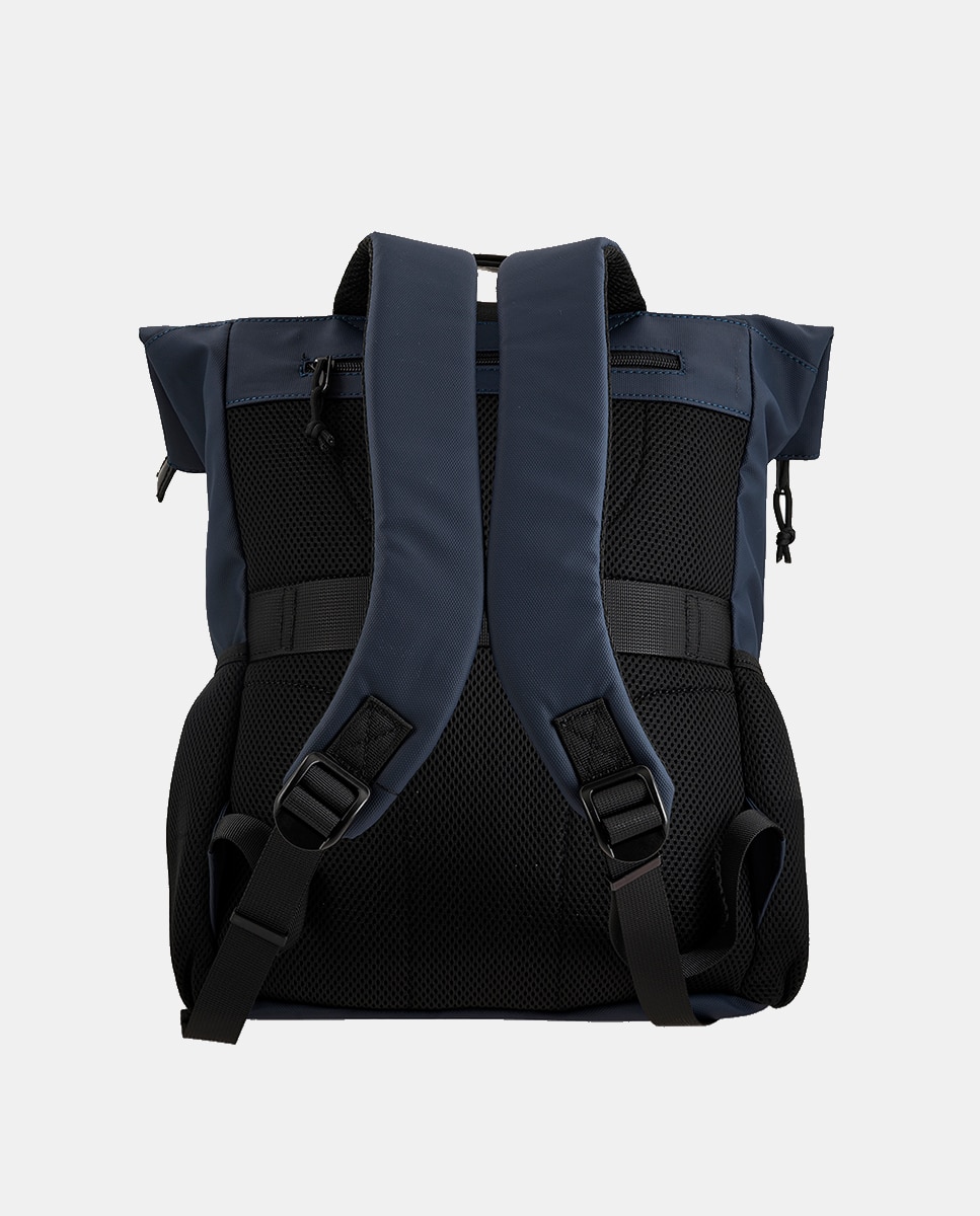 Mochila com Aba e Fecho de Correr Azul-3