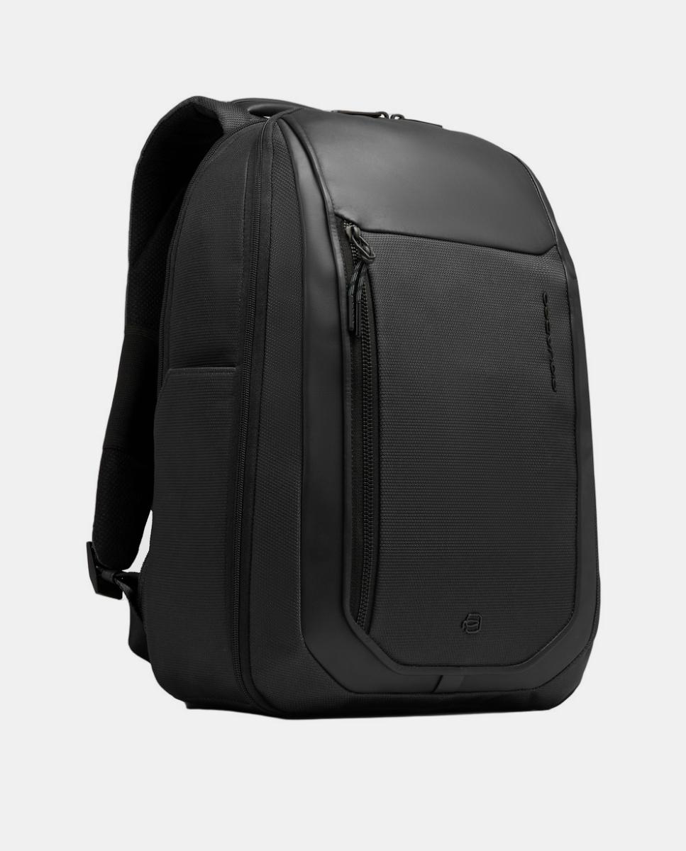Mochila Porta-Computador de Viagem em Nylon Reciclado e Pele Preto-2