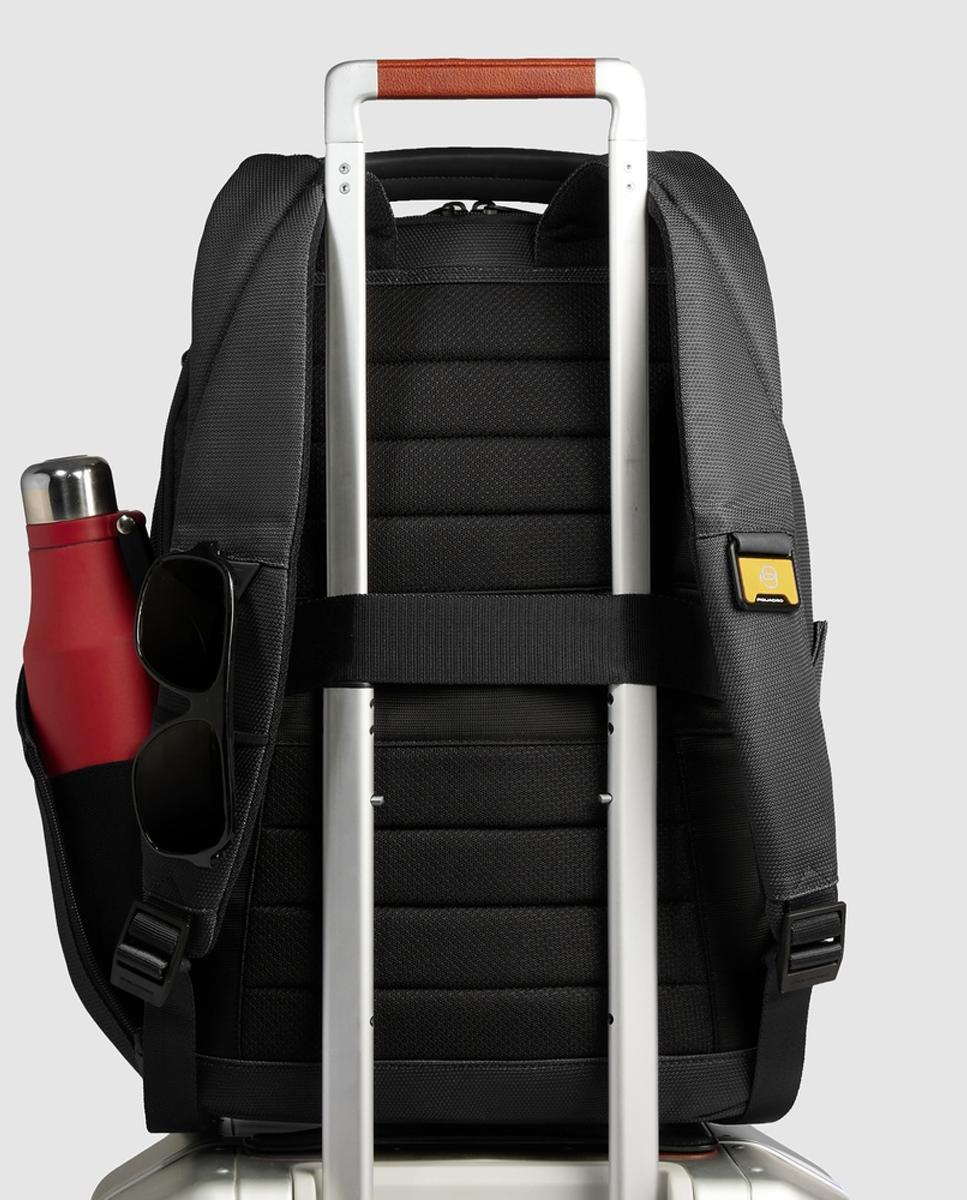 Mochila Porta-Computador de Viagem em Nylon Reciclado e Pele Preto-3