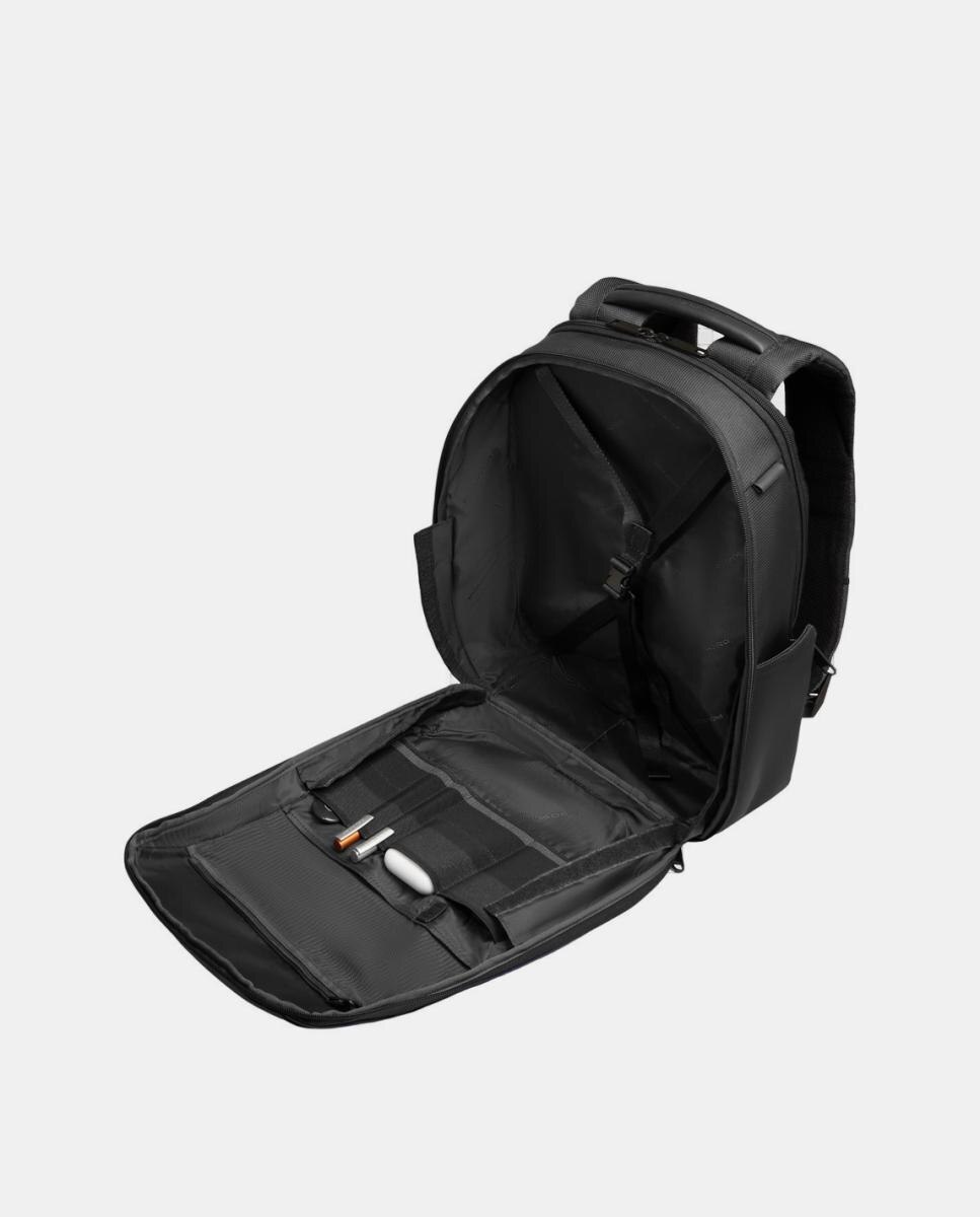 Mochila Porta-Computador de Viagem em Nylon Reciclado e Pele Preto-4