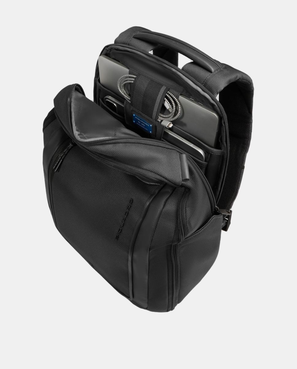 Mochila Porta-Computador de Viagem em Nylon Reciclado e Pele Preto-5