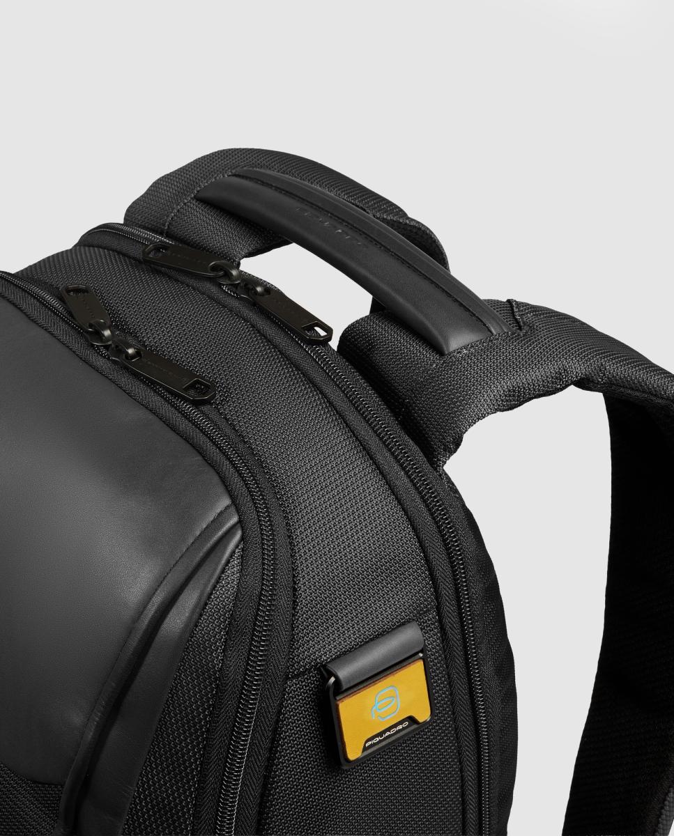 Mochila Porta-Computador de Viagem em Nylon Reciclado e Pele Preto-6