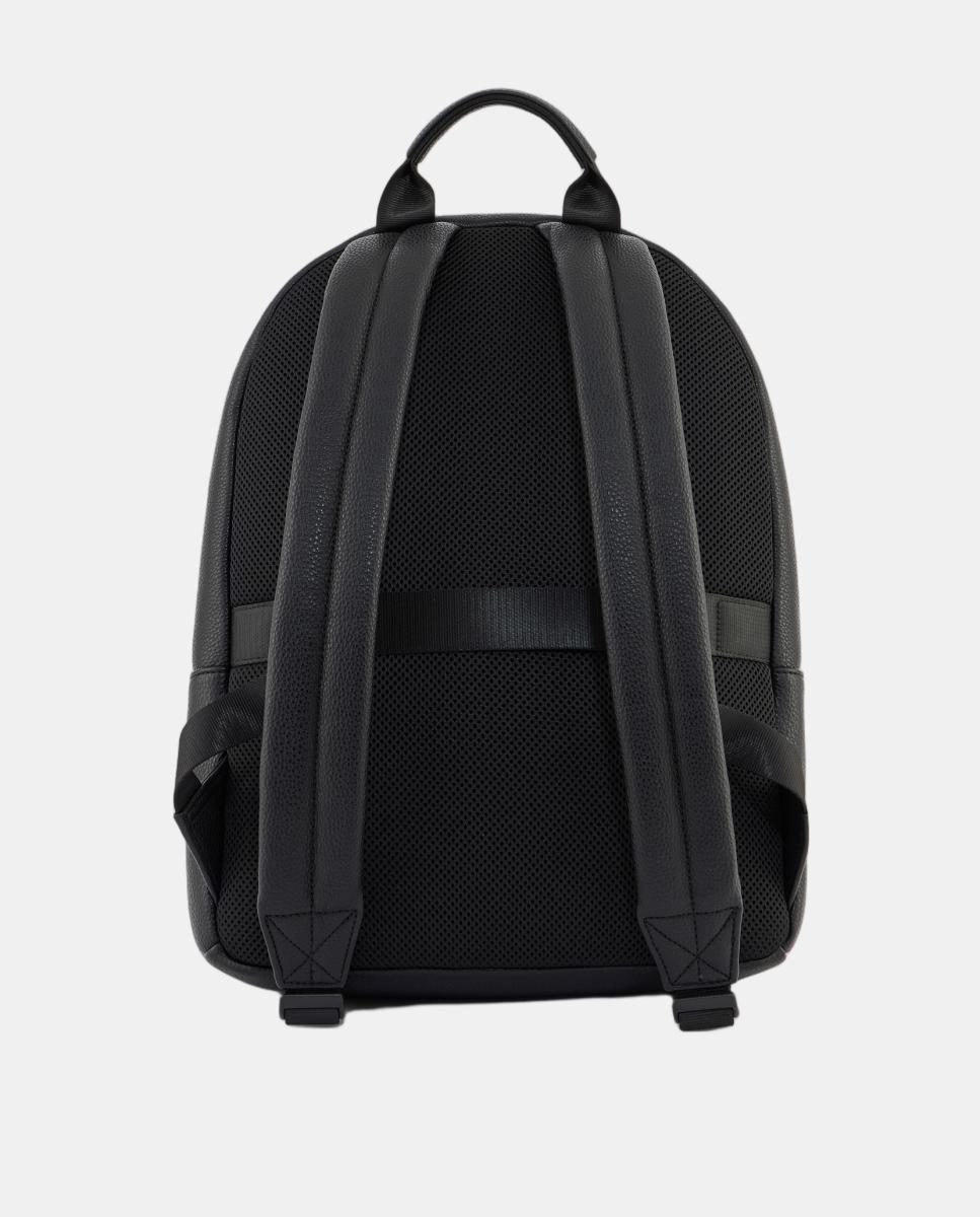 Mochila em Ecopele Granulada com Fecho de Correr à Frente Preto-5