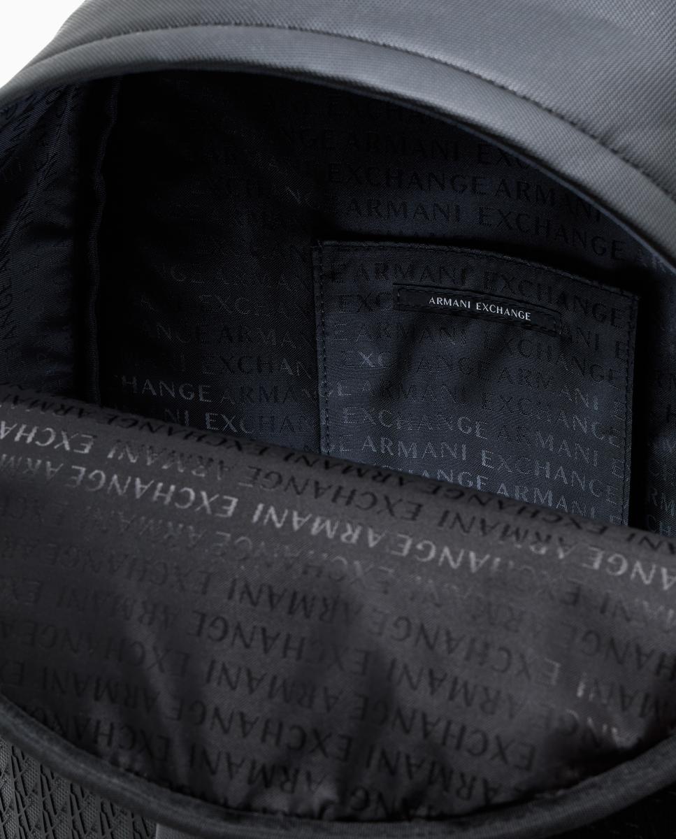 Mochila de hombre con cierre de cremallera y bolsillo frontal logos allover - Armani Exchange - Negro Negro-4