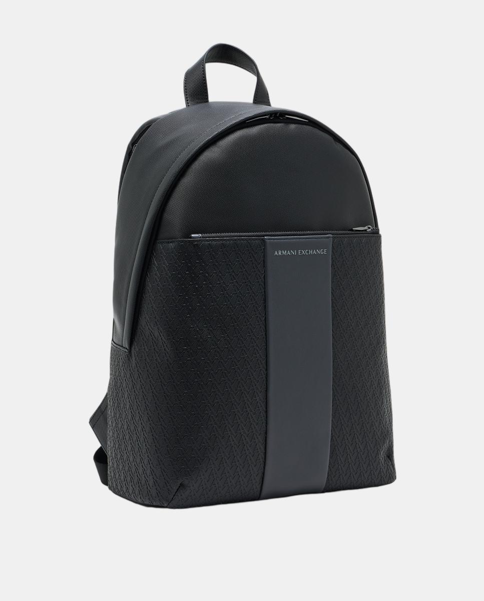 Mochila de hombre con cierre de cremallera y bolsillo frontal logos allover - Armani Exchange - Negro Negro-7