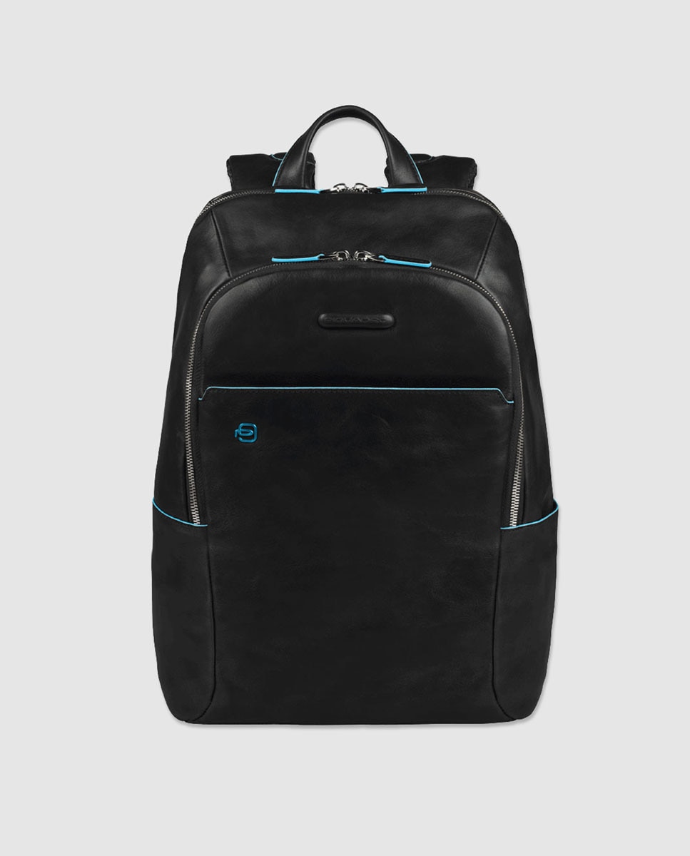 Mochila de homem Piquadro em pele preta com fecho de correr Preto-1
