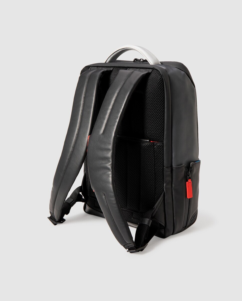 Mochila em pele cinzenta com fecho-éclair Cinzento-2