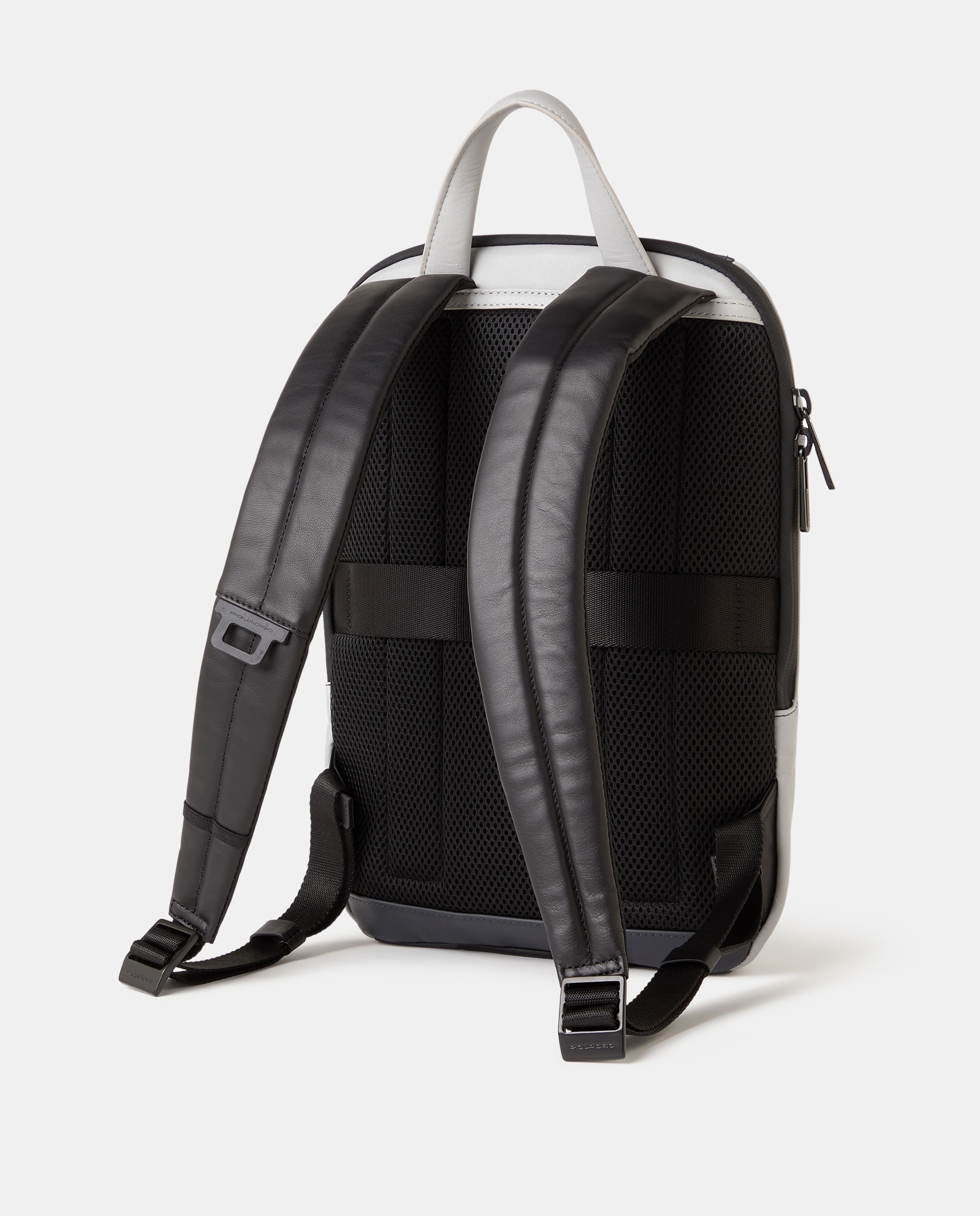 Mochila de Pele com Compartimento para iPad - Preto Cinzento-2