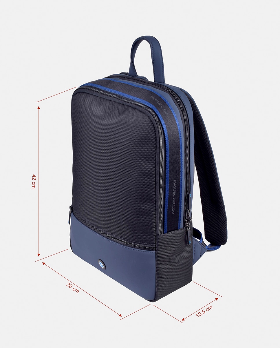 Mochila com Correias Ergonómicas e em Material Tecno Preto-3
