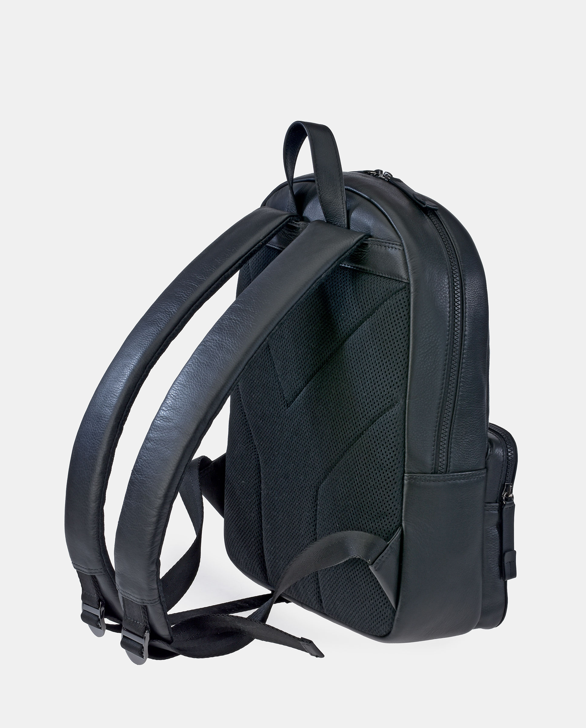 Mochila em Pele com Fechos de Correr - Preto Preto-3