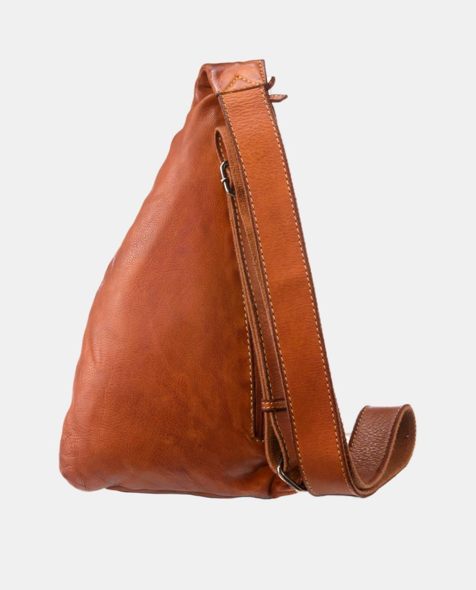 Mochila cruzada de una asa en piel lavada de hombre - Privata - Marrón claro Marrón claro-2