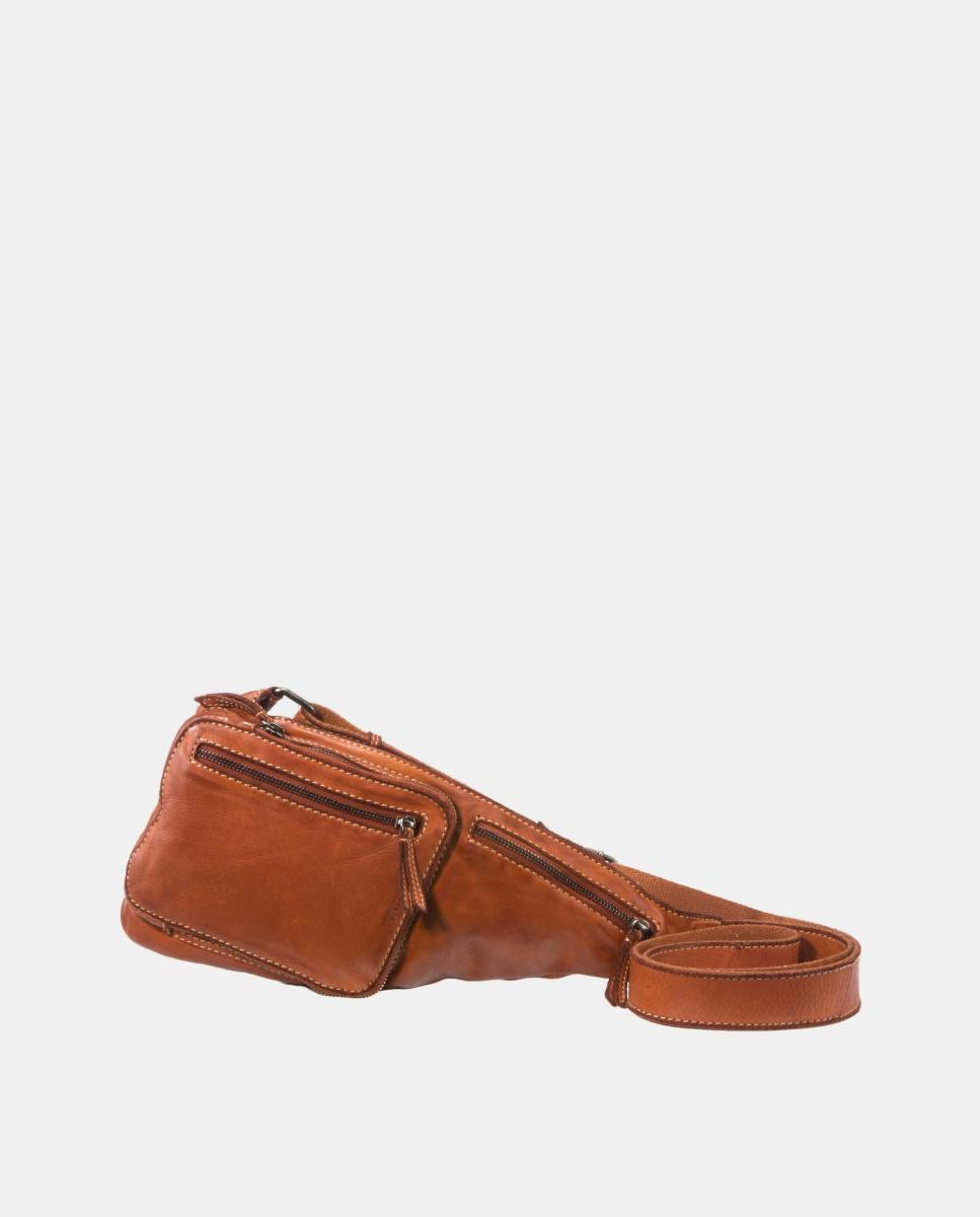 Mochila cruzada de una asa en piel lavada de hombre - Privata - Marrón claro Marrón claro-3