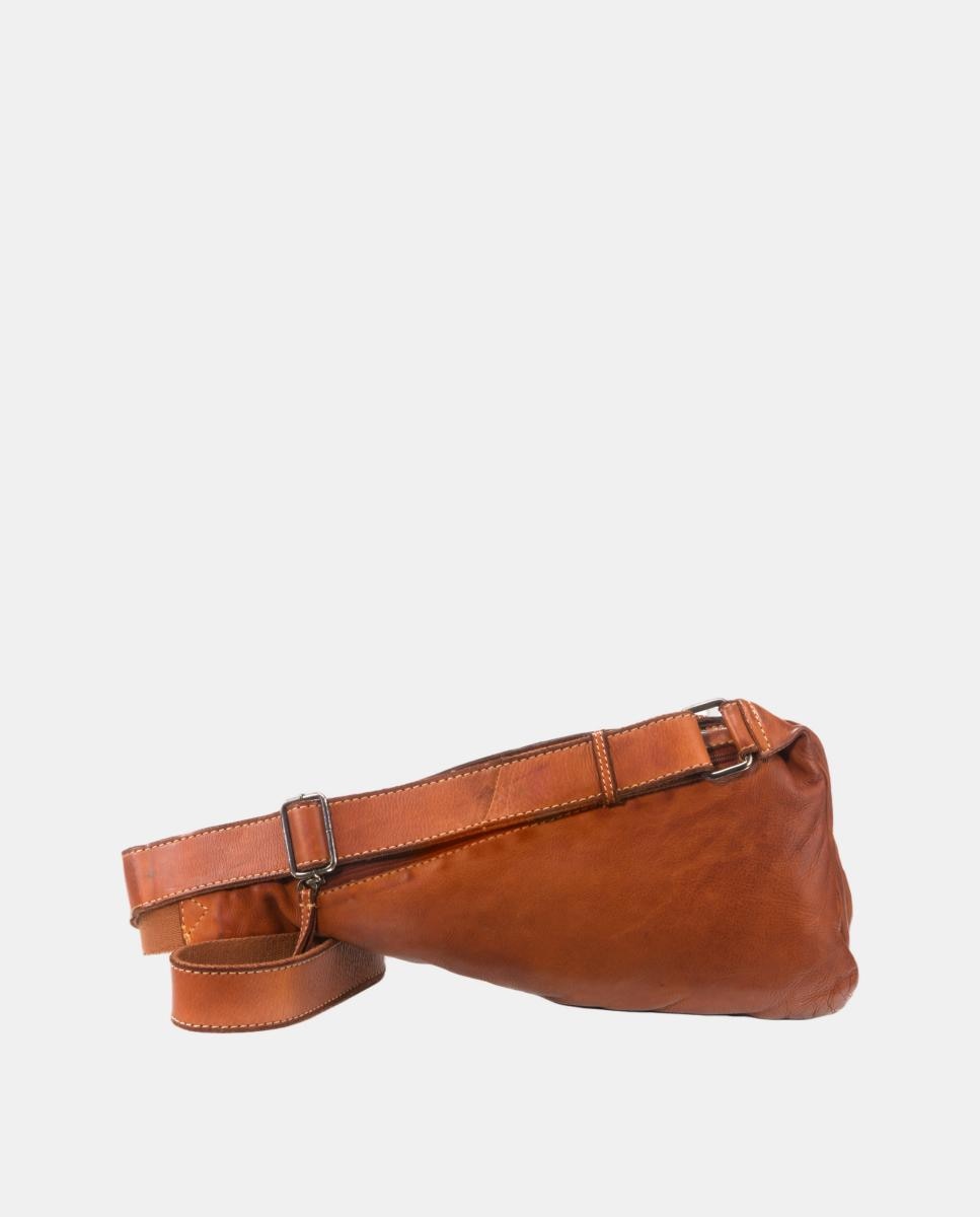 Mochila cruzada de una asa en piel lavada de hombre - Privata - Marrón claro Marrón claro-4