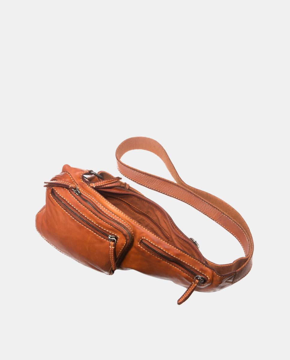 Mochila cruzada de una asa en piel lavada de hombre - Privata - Marrón claro Marrón claro-6
