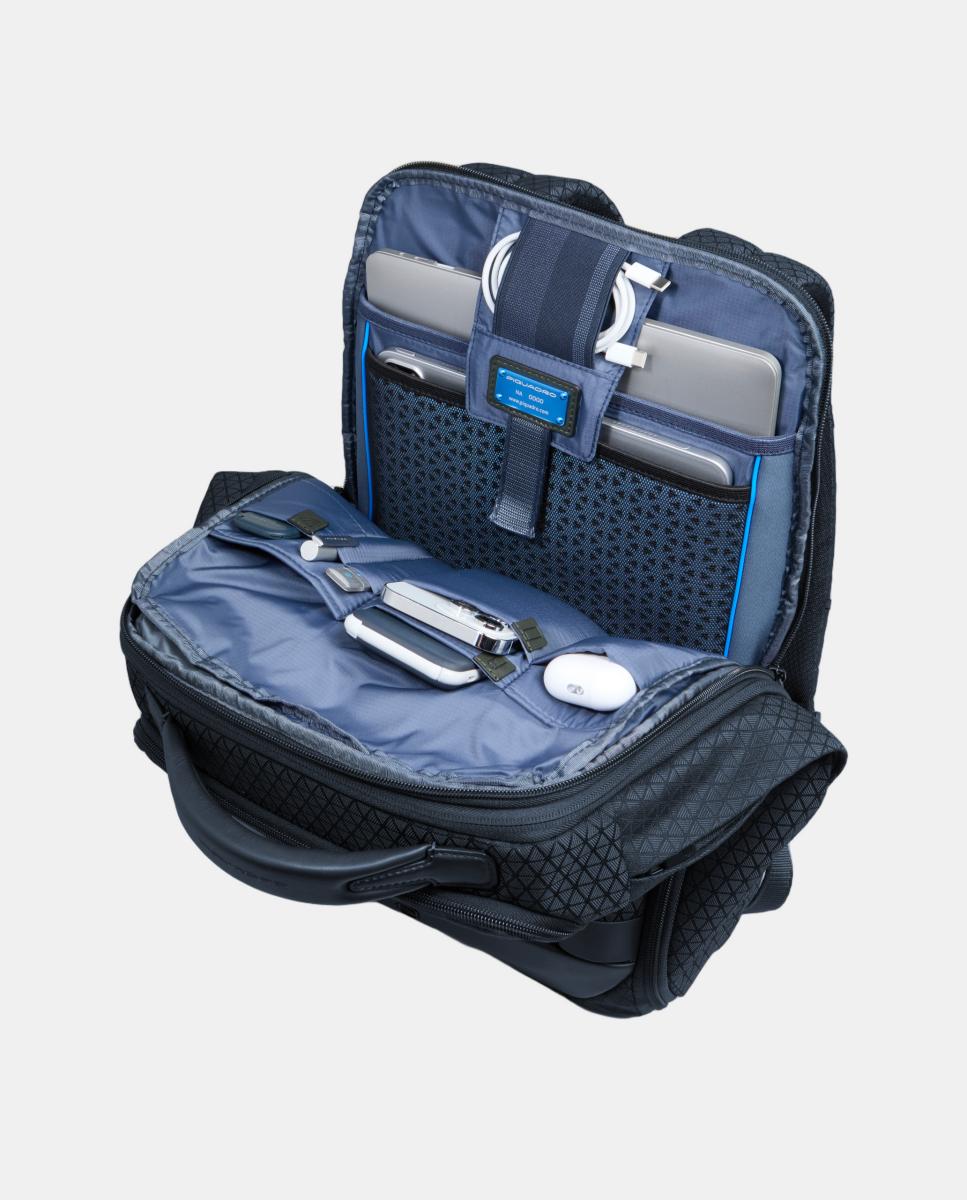 Mochila Viagem Modular para Portátil e iPad® com bolso para Óculos, Sistema Antirroubo, Nécessaire Amovível, Proteção RFID e Proteção Contra Impactos Azul-6