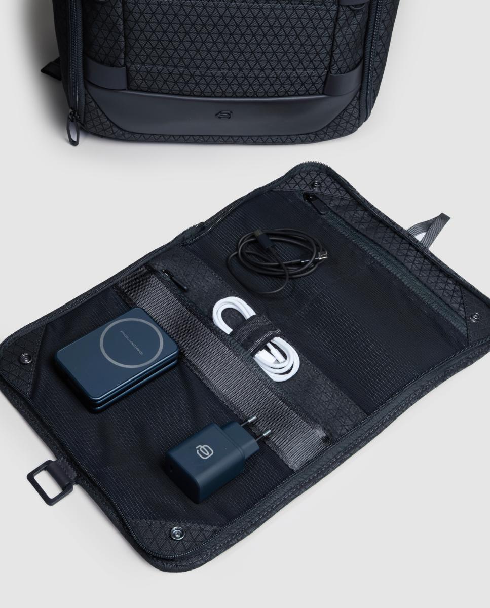 Mochila Viagem Modular para Portátil e iPad® com bolso para Óculos, Sistema Antirroubo, Nécessaire Amovível, Proteção RFID e Proteção Contra Impactos Azul-10