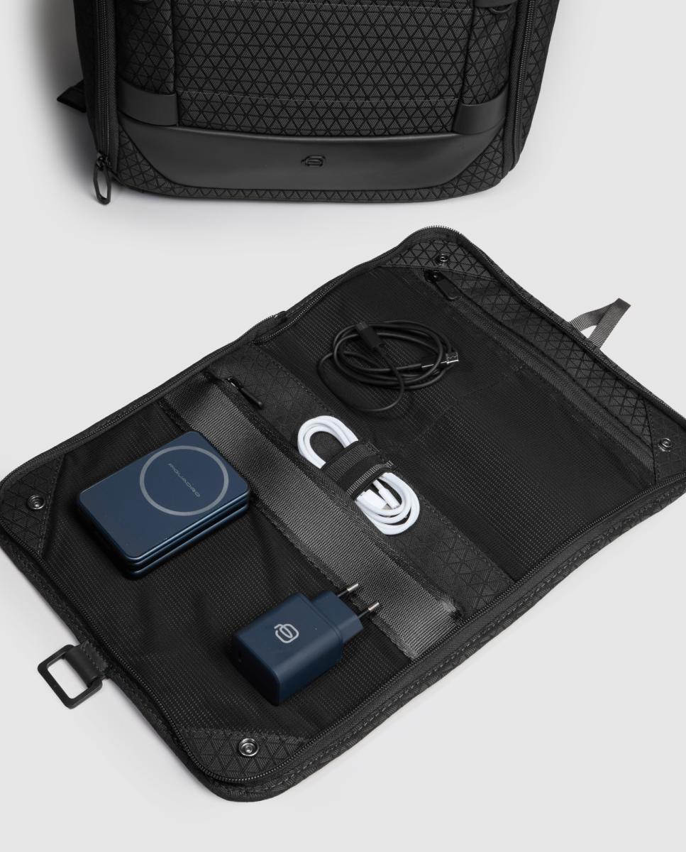 Mochila Viagem Modular para Portátil e iPad® com bolso para Óculos, Sistema Antirroubo, Nécessaire Amovível, Proteção RFID e Proteção Contra Impactos Preto-9