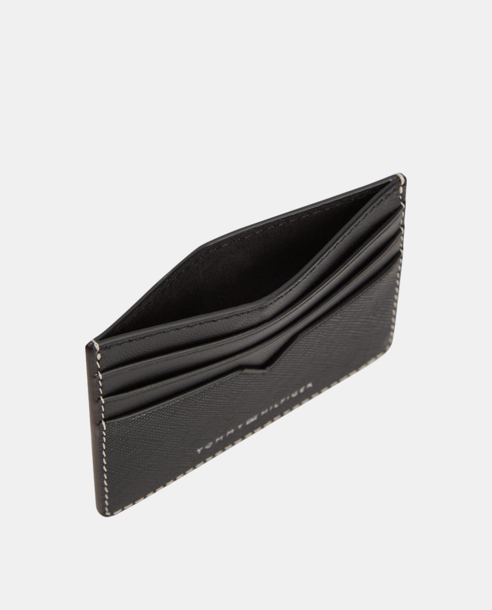 Porta-cartões de Pele com Logótipo Frontal Pretos-4