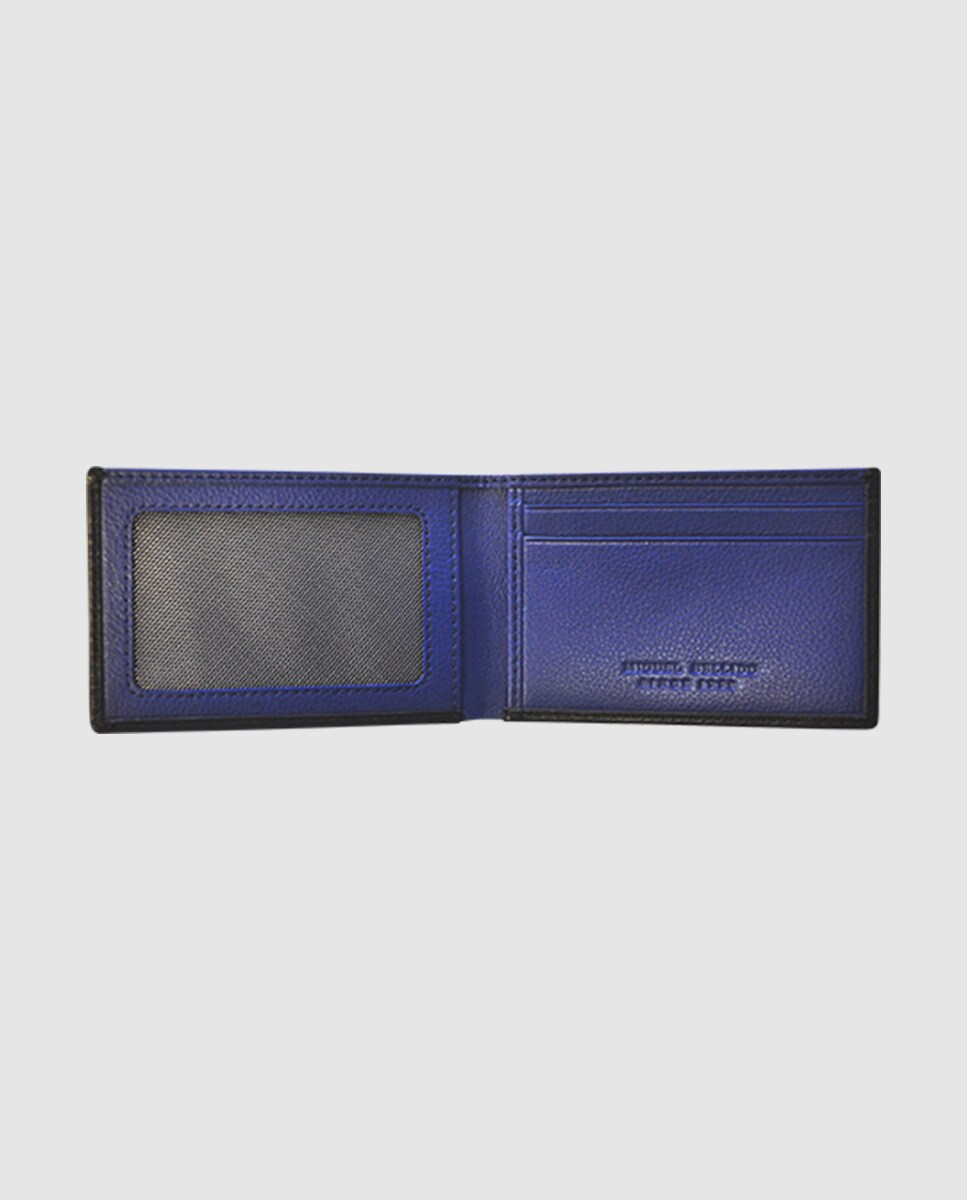 Porta-cartões pequeno em pele azul Azul-2