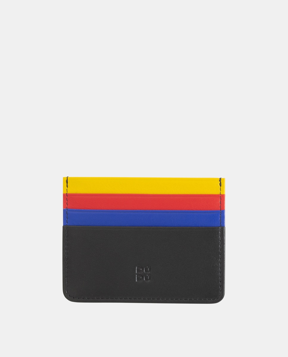 Porta-Cartões Simples em Pele de Bezerro Tipo Napa Preto-1
