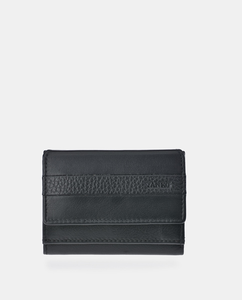 Monedero tarjetero hombre YANKO en piel color - Negro Negro-1