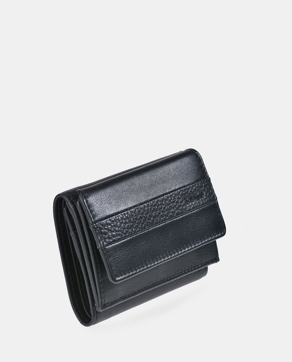 Monedero tarjetero hombre YANKO en piel color - Negro Negro-2