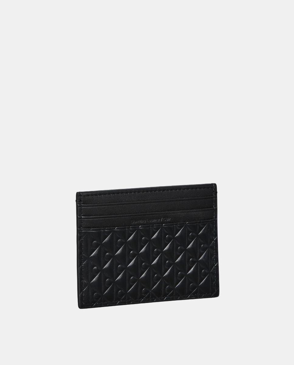 Porta-Cartões com Estampado de Monograma a Condizer - Preto Preto-2