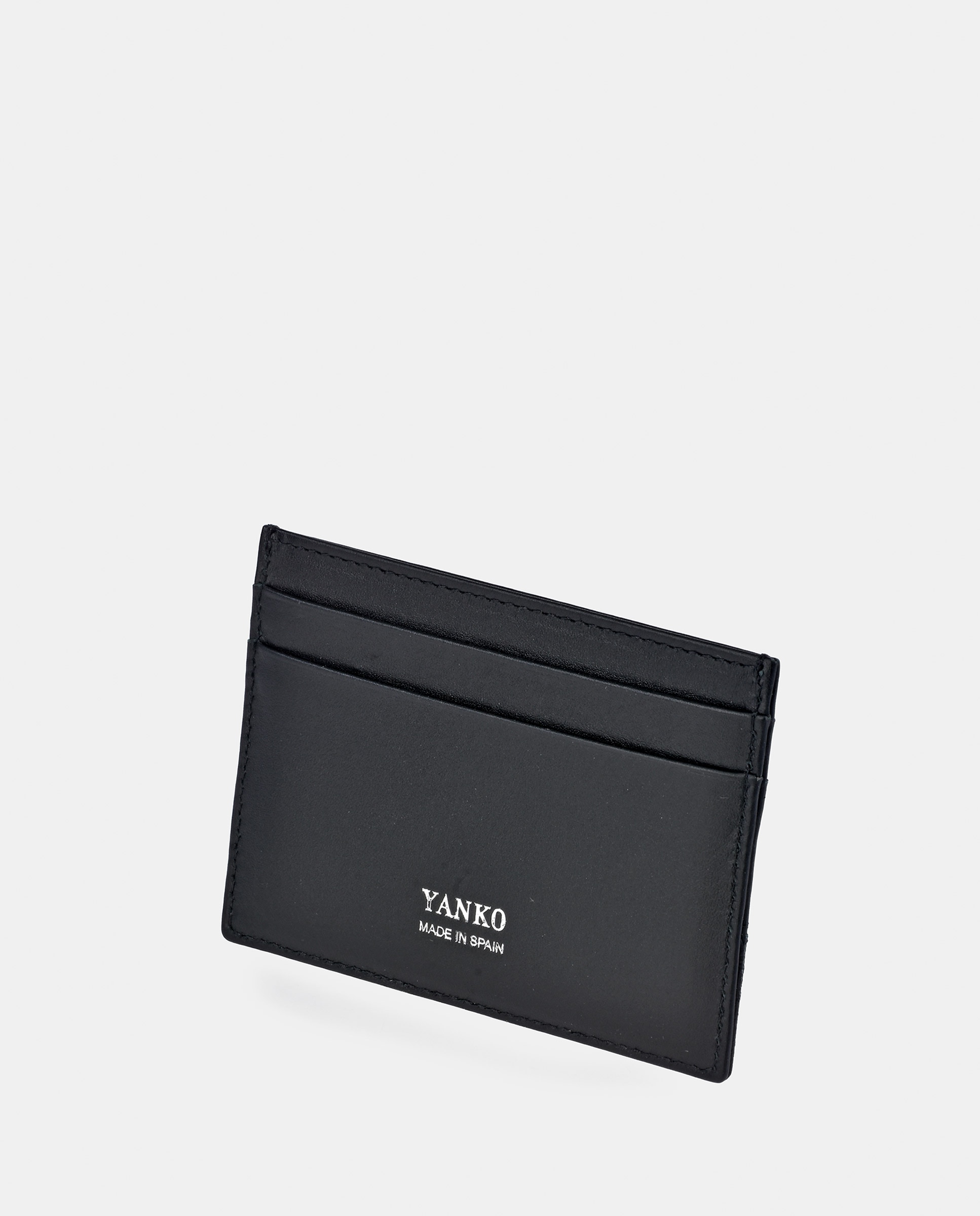Porta-Cartões Plano em Pele de Bovino com Efeito de Carbono Preto-3
