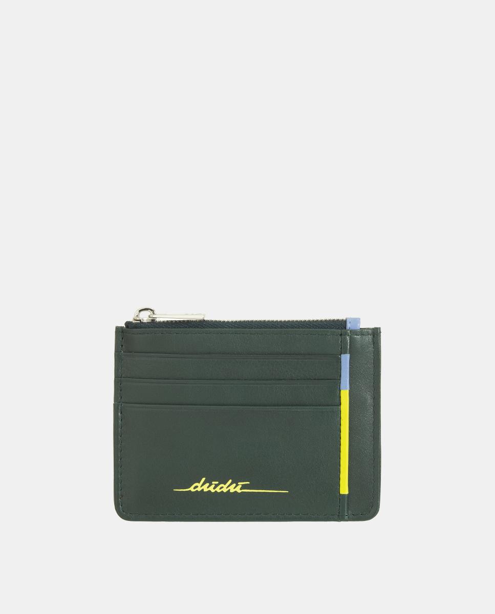 Imagem 0 de Porta-Cartões em Pele de Bezerro Tipo Napa com Porta-Moedas de Fecho de Correr