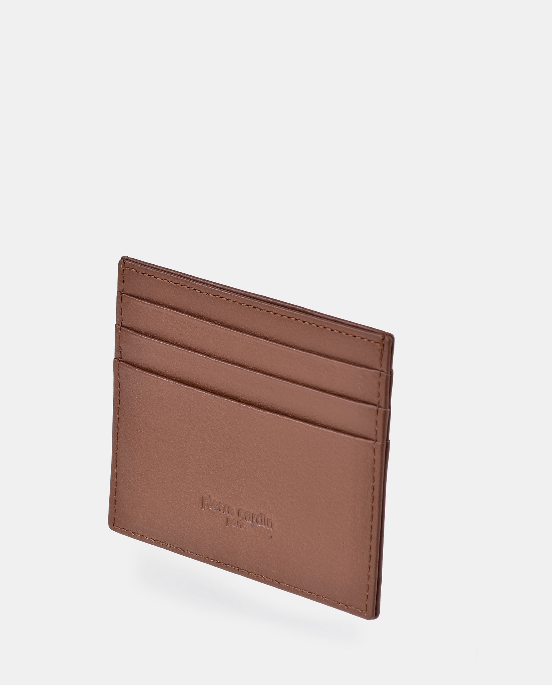 Porta-Cartões Plano em Pele com Costuras Azuis - Preto Camel-3