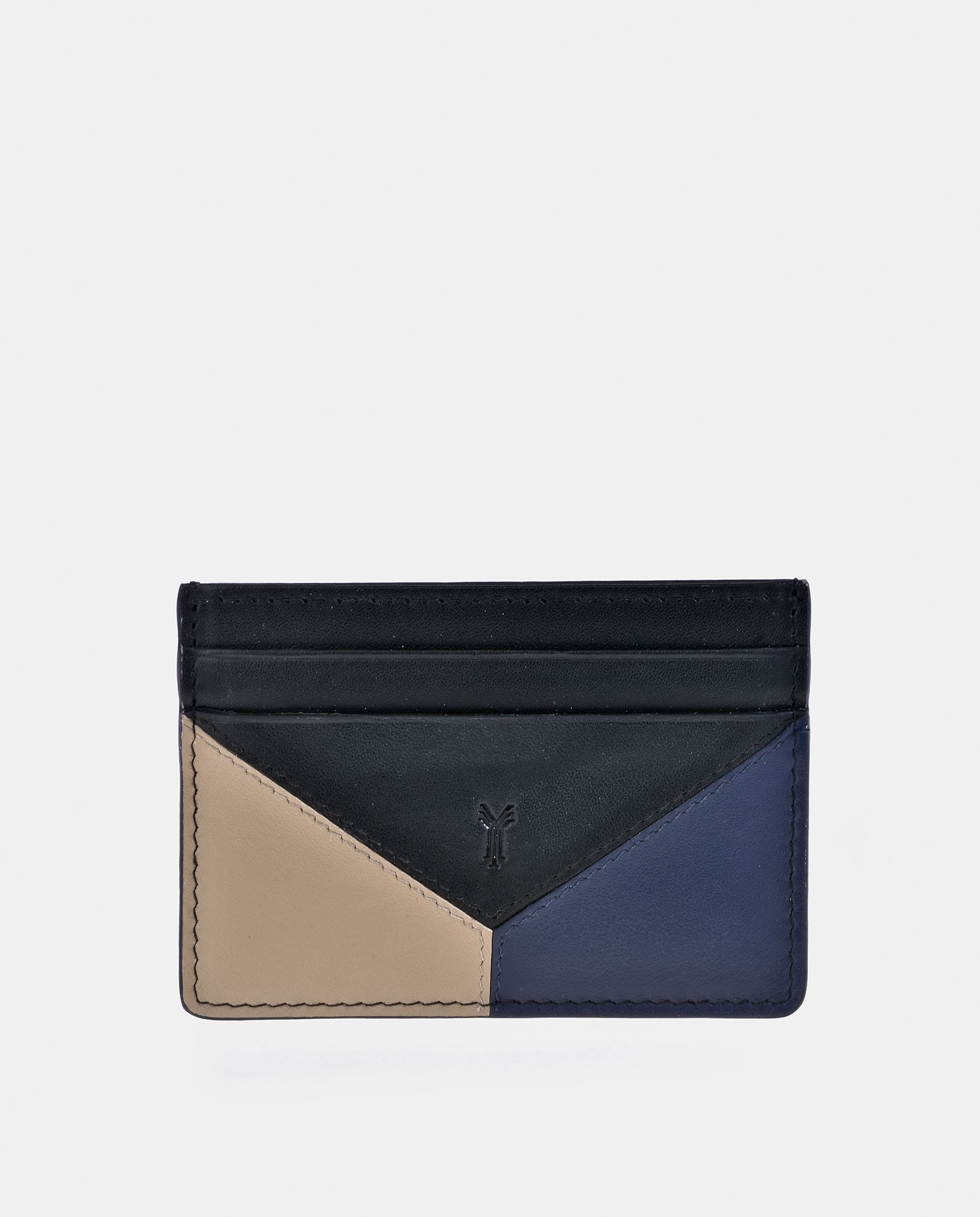 Imagem 0 de Porta-Cartões Plano em Pele Combinado - Preto