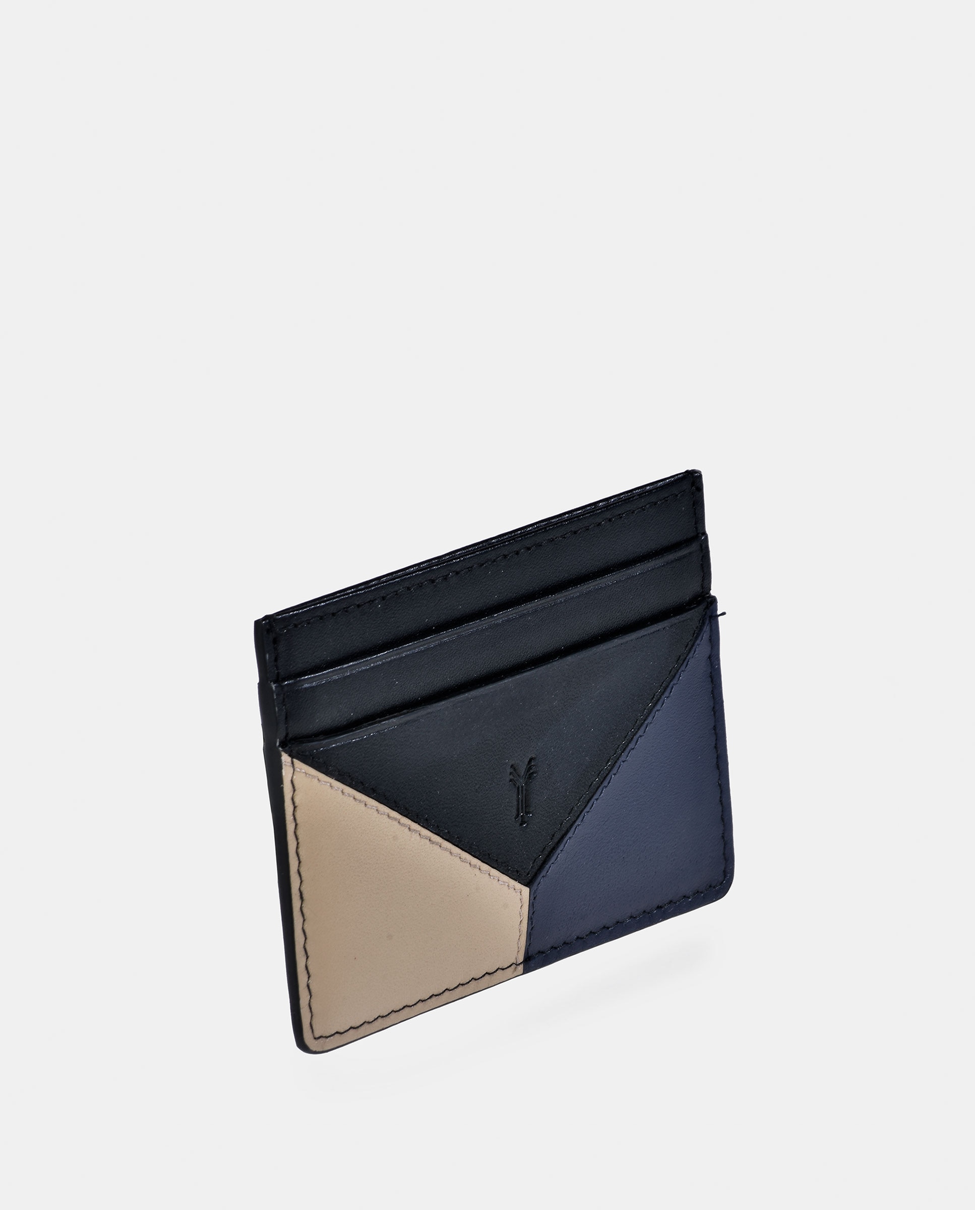 Porta-Cartões Plano em Pele Combinado - Preto Preto-2