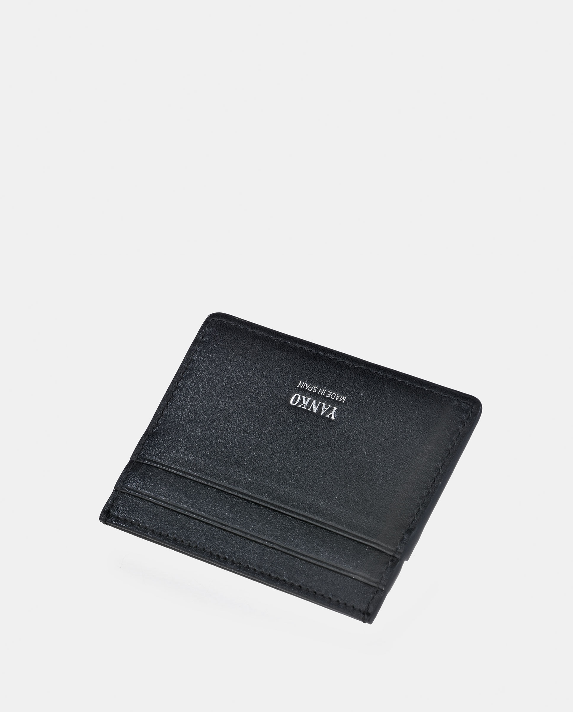 Porta-Cartões Plano em Pele Combinado - Preto Preto-3