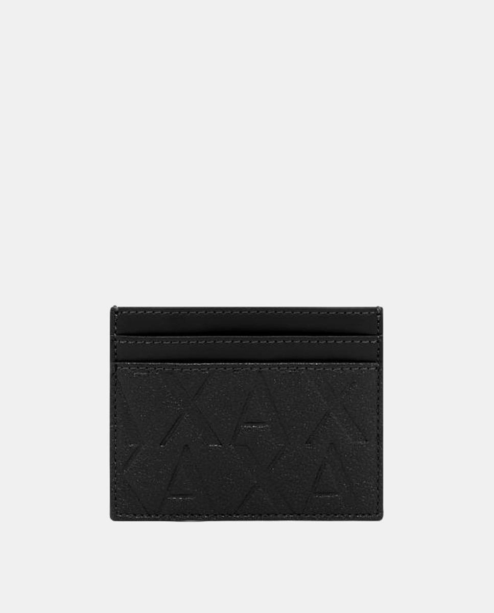 Porta-Cartões em Pele com All Over Print de Logótipo Preto-2