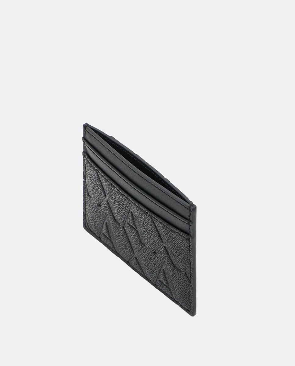 Porta-Cartões em Pele com All Over Print de Logótipo Preto-3