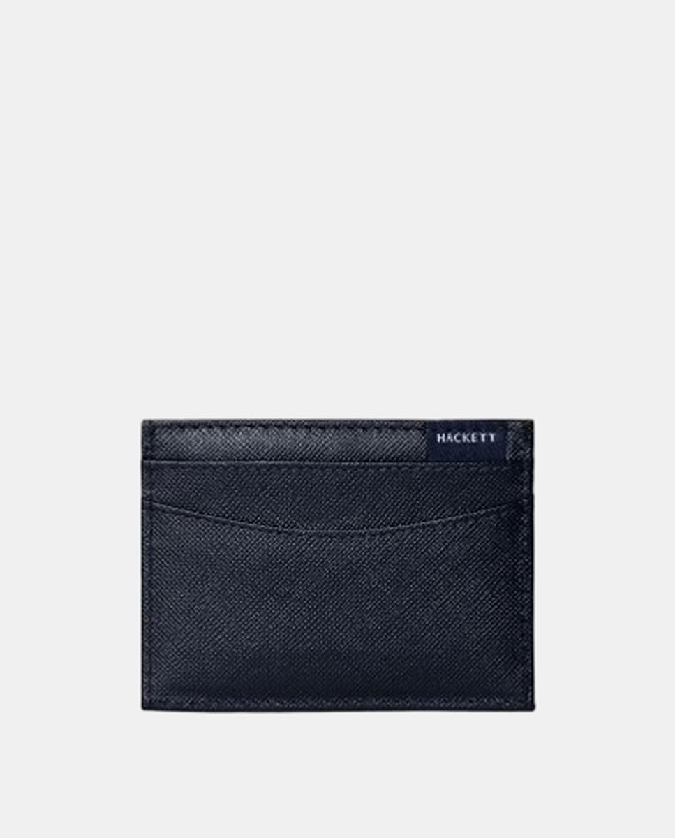 Tarjetero de piel con logo grabado de hombre - Hackett - Azul Azul-2
