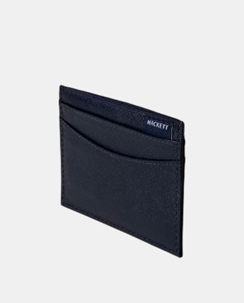 Tarjetero de piel con logo grabado de hombre - Hackett - Azul Azul-3