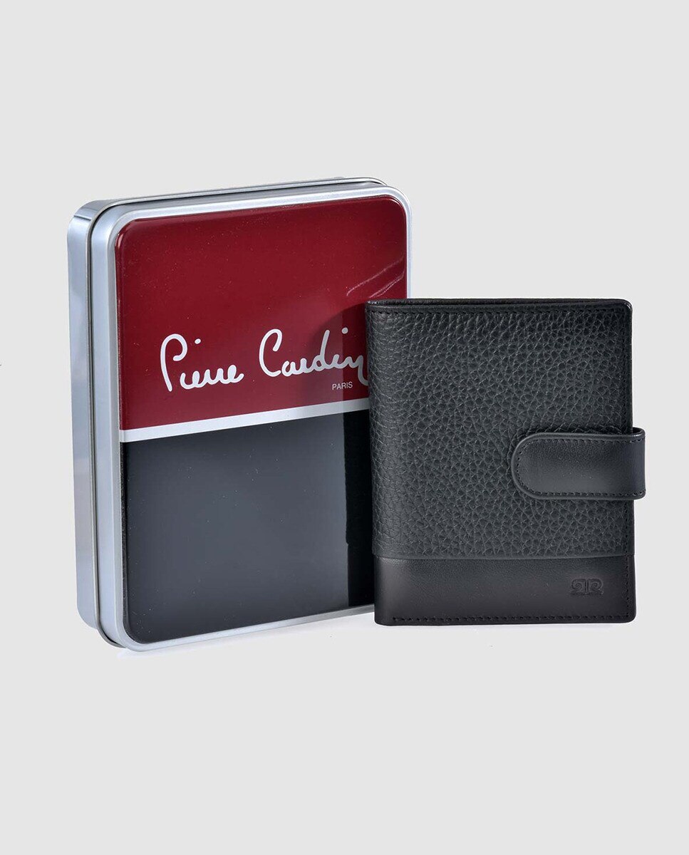 Carteira de homem Pierre Cardin em pele preta com pregadeira Preto-4