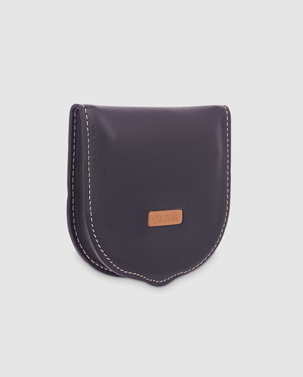 Porta-moedas de homem de pele em cor castanha Preto-2