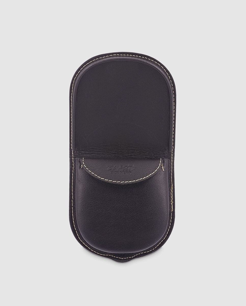 Porta-moedas de homem de pele em cor castanha Preto-3