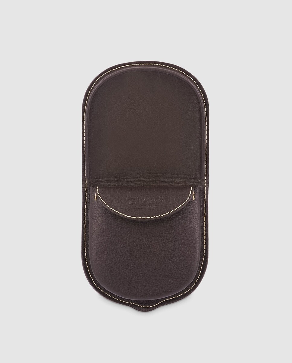 Porta-moedas de homem de pele em cor castanha Castanho-3