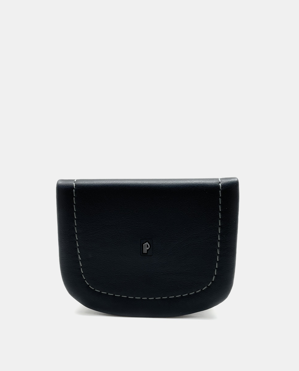 Porta-Moedas em Pele - Preto Preto-1