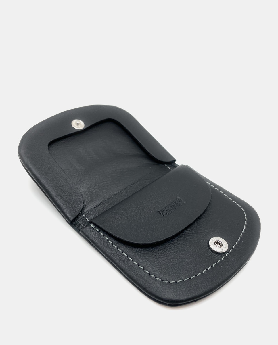 Porta-Moedas em Pele - Preto Preto-2