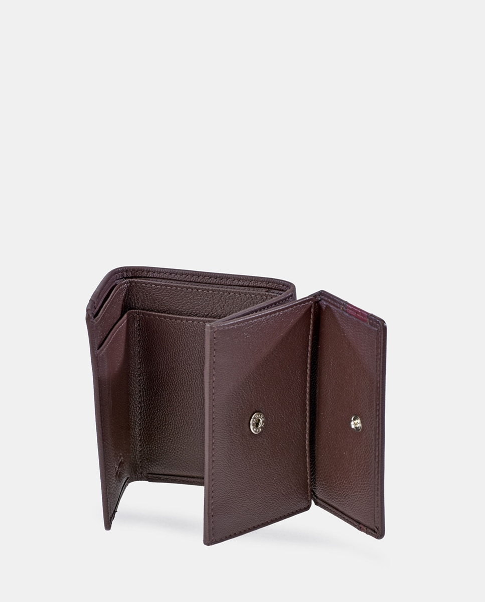 Porta-Moedas em Pele com Porta-Cartões - Preto/Azul Castanho-3