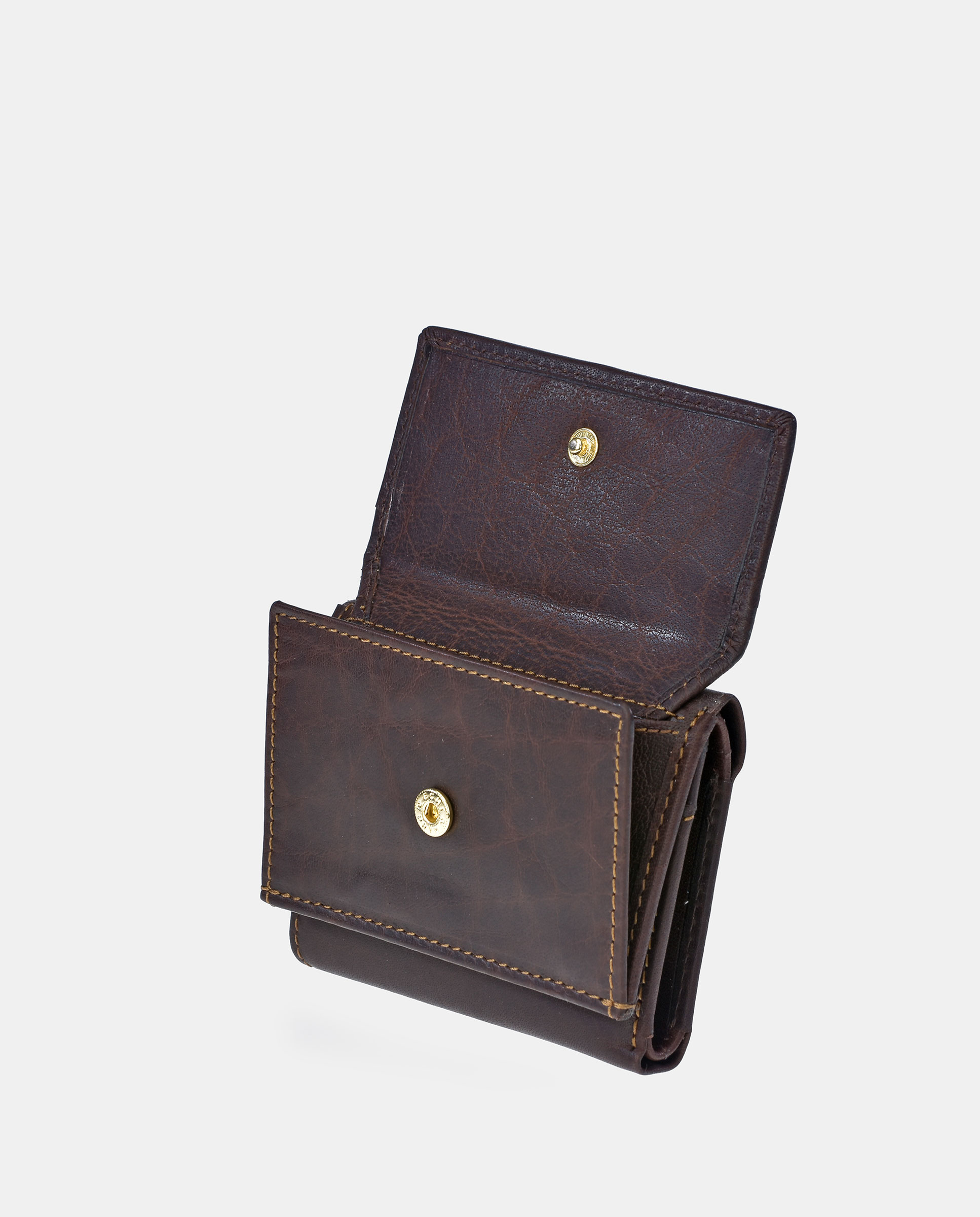 Porta-Moedas em Pele Vegetal com Aba Castanho-3