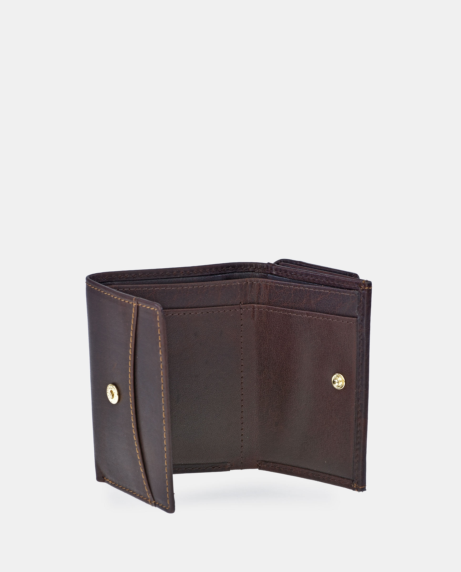 Porta-Moedas em Pele Vegetal com Aba Castanho-4
