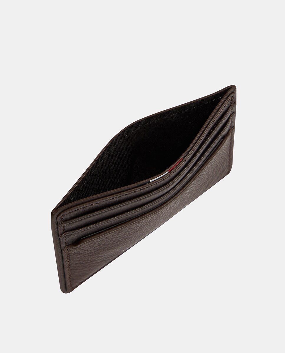 Porta-Cartões em Pele com Logótipo Castanho-escuro-4
