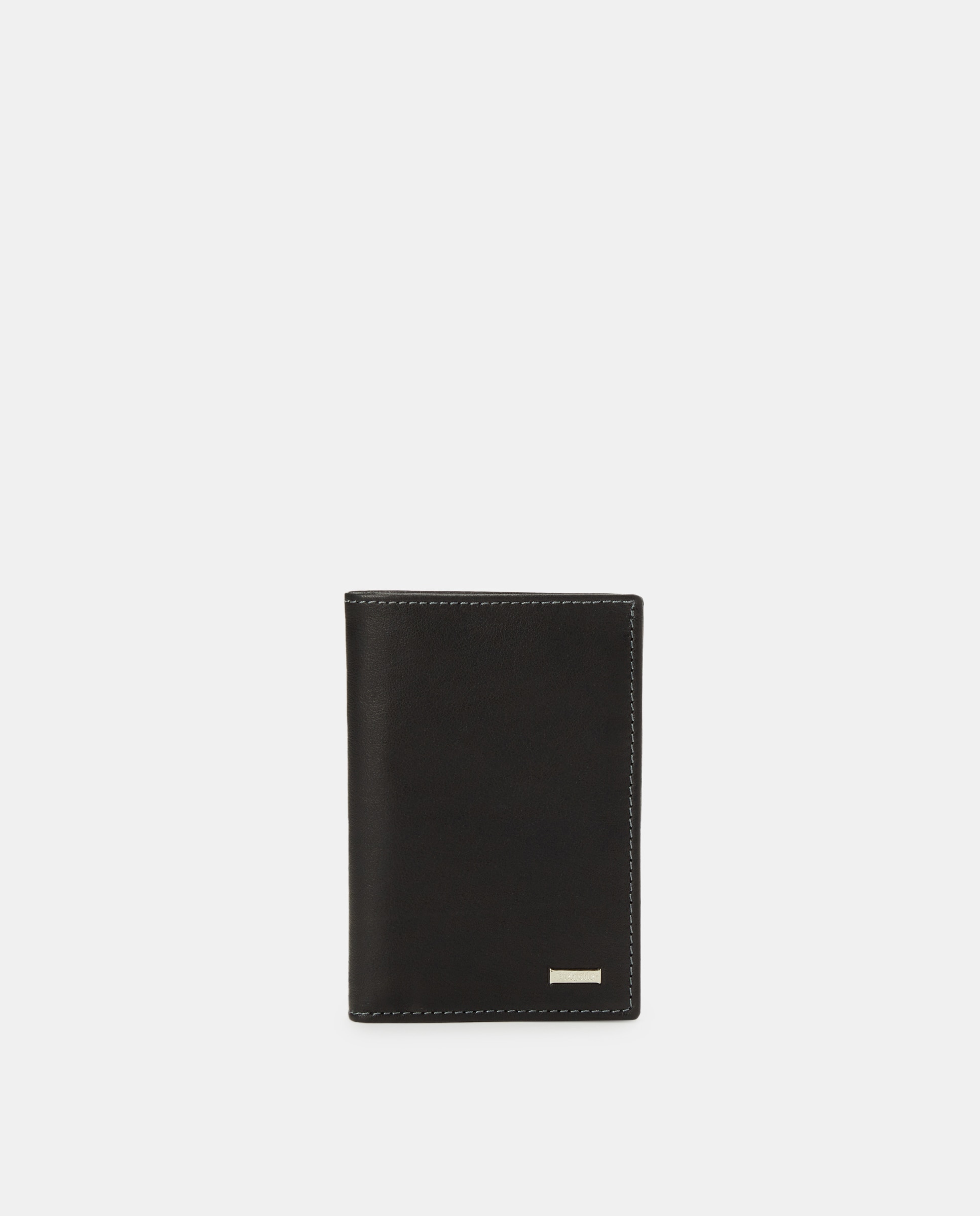 Carteira com Dez Porta-Cartões em Pele - Preto Preto-1