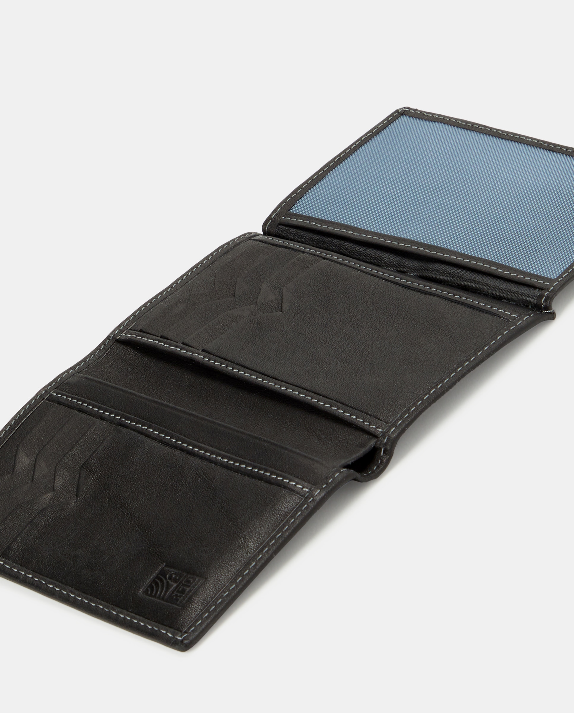 Carteira com Dez Porta-Cartões em Pele - Preto Preto-3